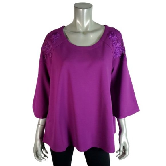 Jessica London Top Size 12 Mesh Embroidered NWT - Picture 1 of 7